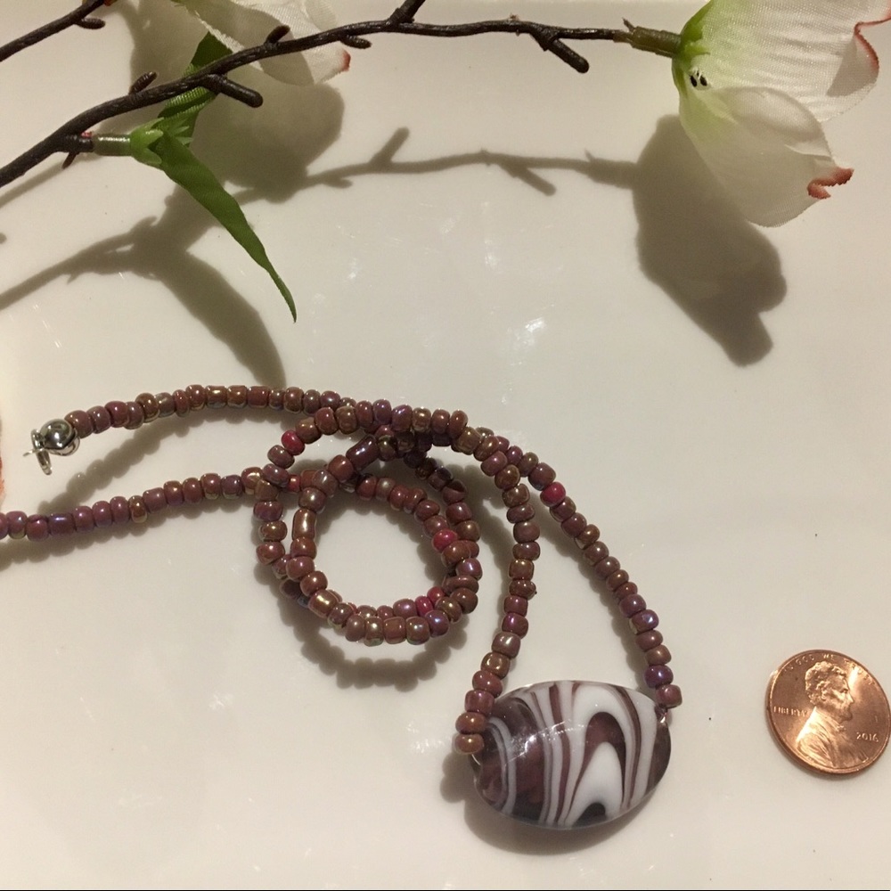 Wine and ivory necklace